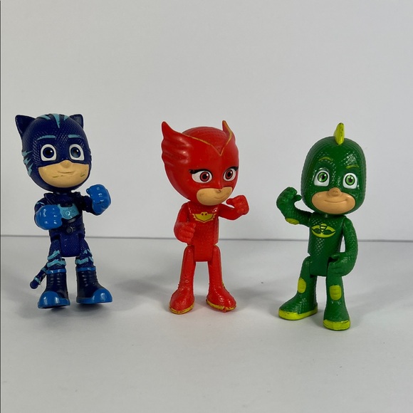 Lot of 3 PJ Masks 3” Figures Catboy Owlette Gekko Moveable Arms And Legs - Picture 1 of 6